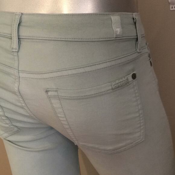 7 for all mankind Mid Rise Cropped Skinny Mint Green Jeans Women's Size 28 - Picture 6 of 10